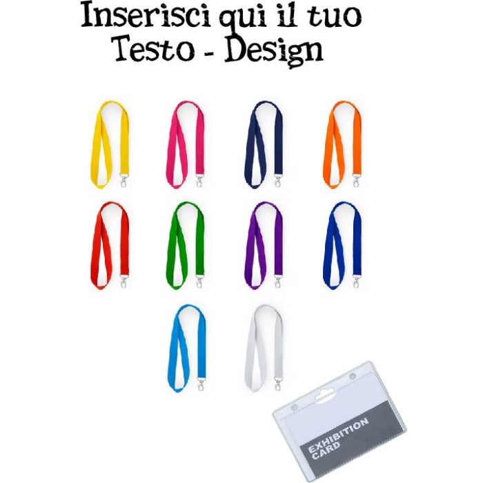 Porta Badge 11,7x9 Cm con  Lanyard In Poliestere Personalizzato