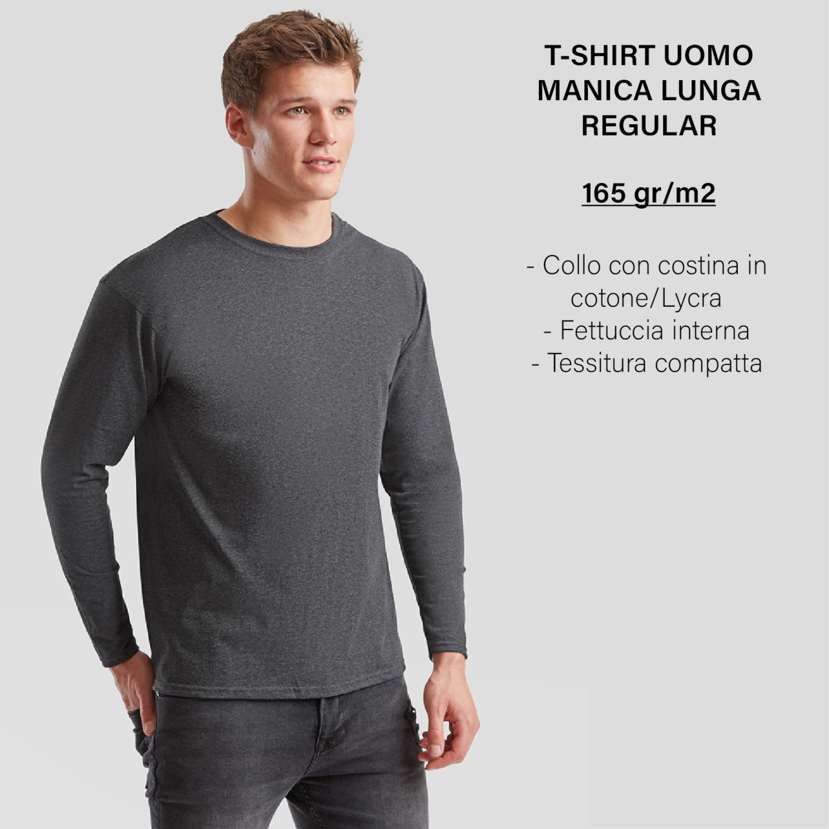 T-Shirt Uomo Manica Lunga Regular 165 gr/m2 Personalizzata