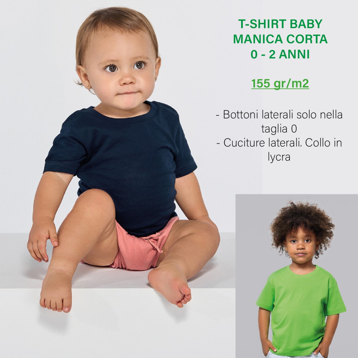 T-shirt Unisex BABY (0 - 2 anni) TSRB150 100% Cotone Personalizzata