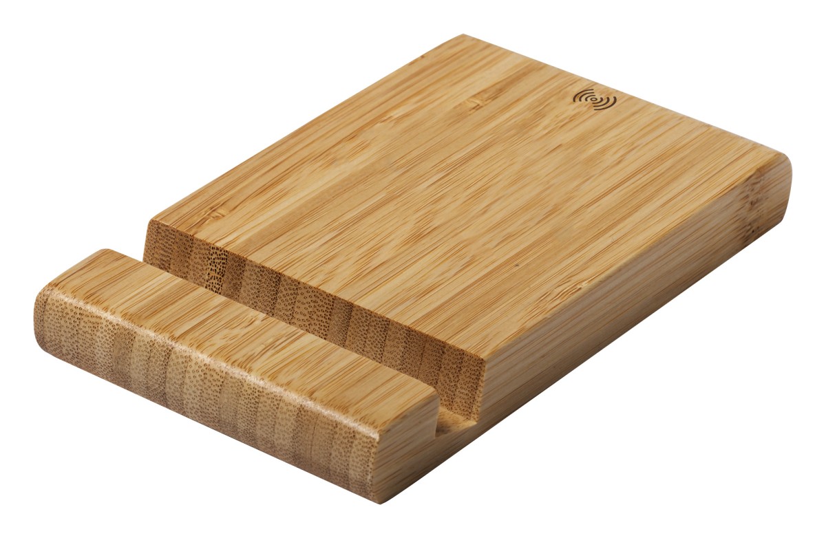 Supporto Cellulare RESTIX in Bambù con Caricatore Wireless Integrato Personalizzato