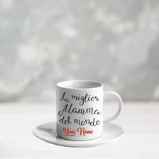 Tazzina da Caffè Ceramica Bianca con Piattino Personalizzata