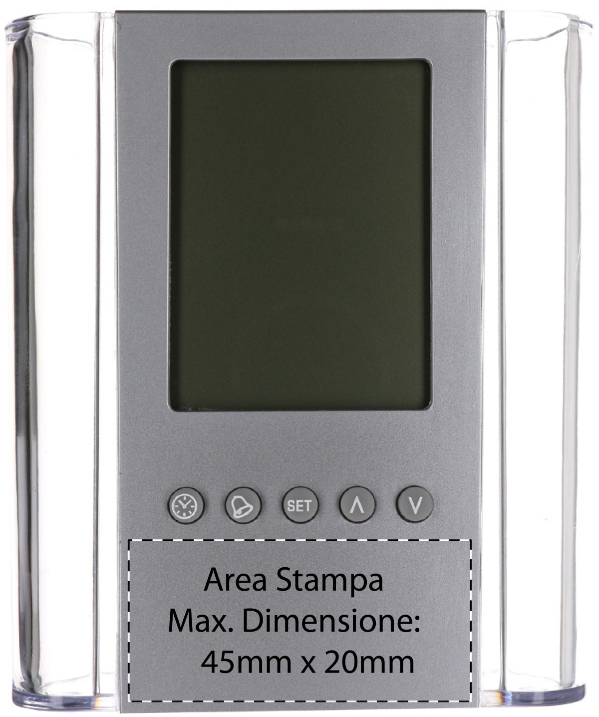 Porta Penne Crystalline in plastica trasparente con Display Digitale Personalizzato