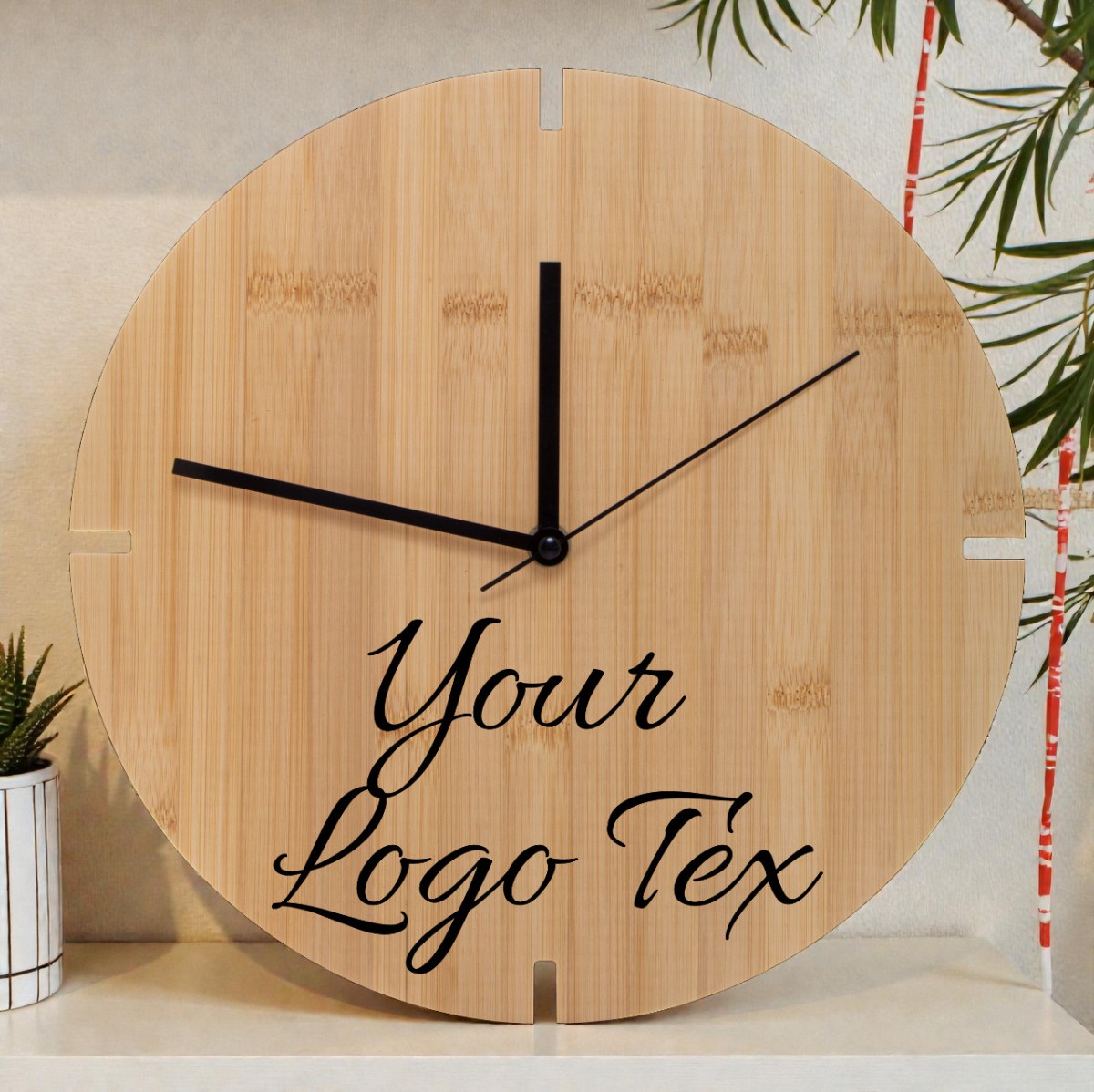 Tokei Orologio da parete in Bambù diametro 30 cm Personalizzato