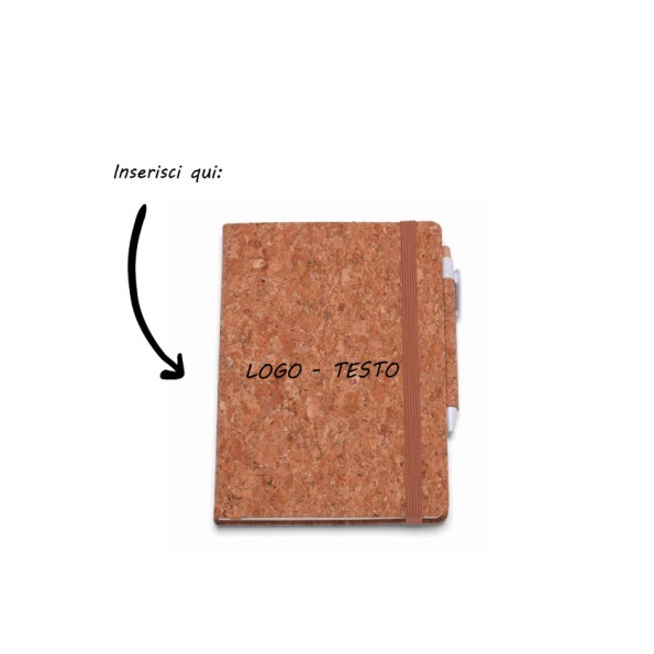 Block Notes Sughero cm. 15x21 con Stampa Personalizzata