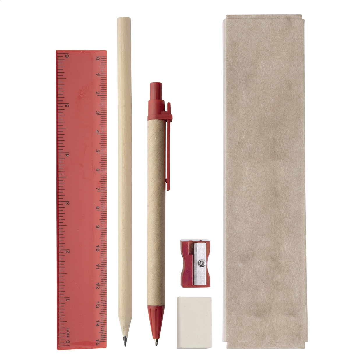 Monoli set cancelleria rosso naturale