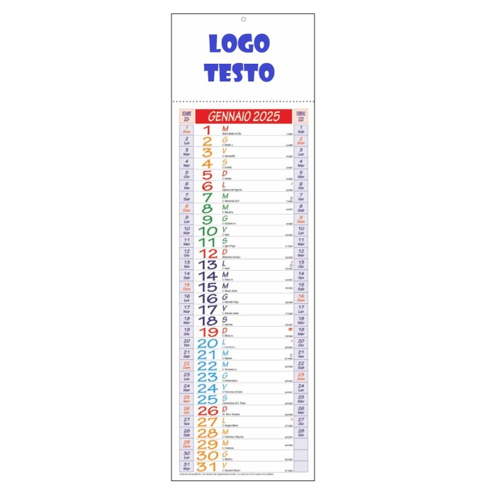 Calendario Olandese Silhouette Da Parete 2025 Con Testata Cartonata Personalizzata