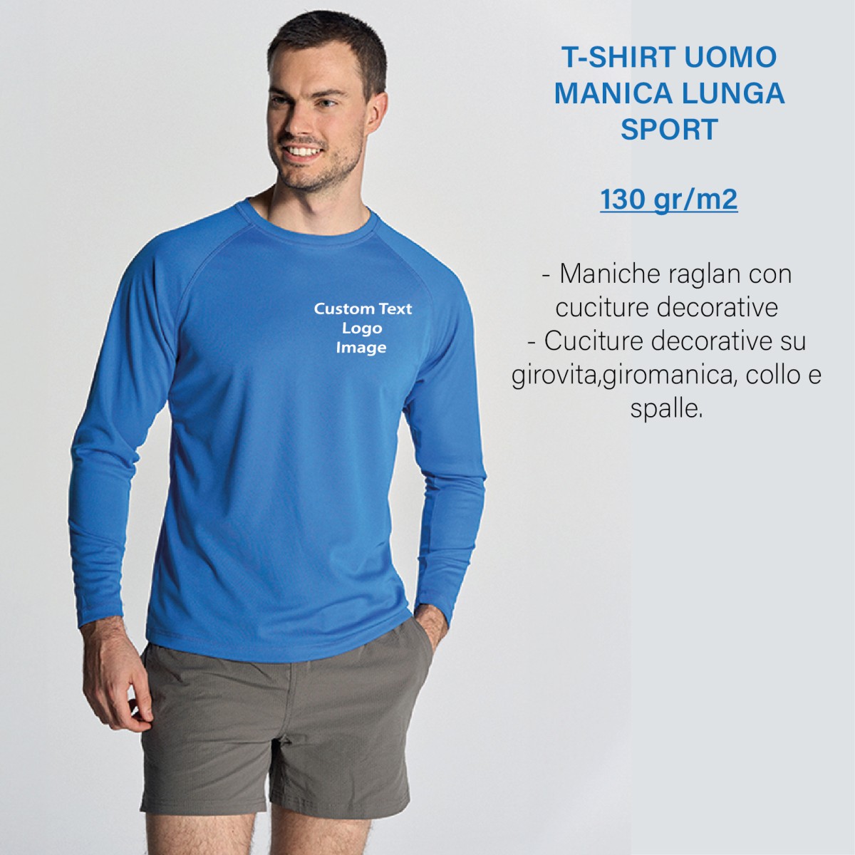 T-Shirt Uomo Manica Lunga Sport 130 gr/m2 Personalizzata