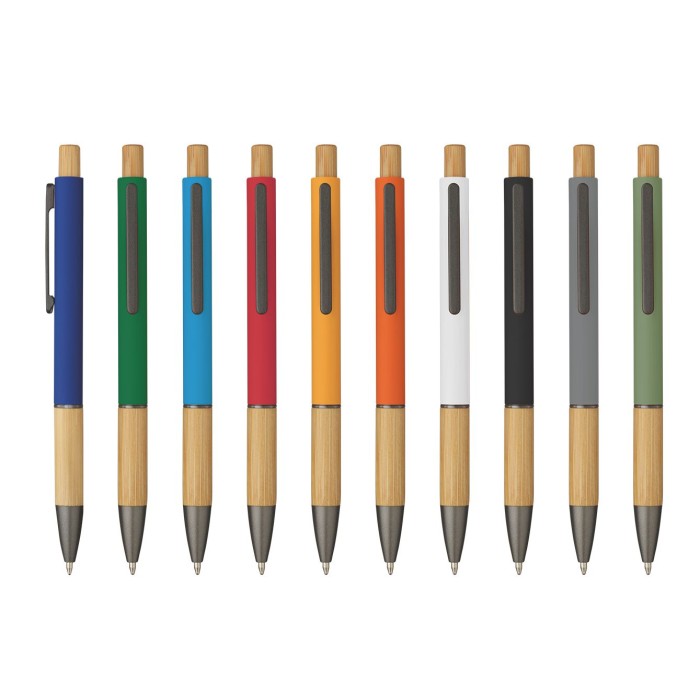 Penna Sfera Soft Touch In Alluminio E Bamboo con Stampa Personalizzata