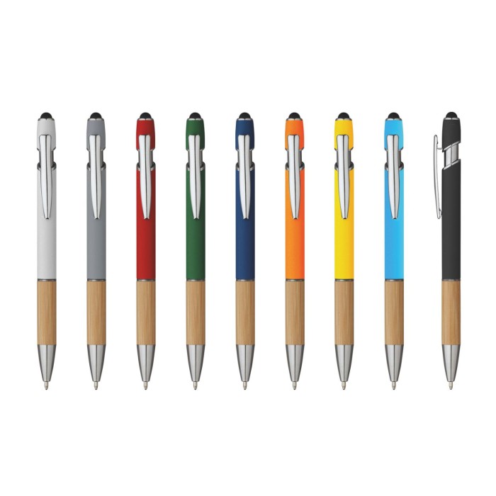 Penna Sfera Soft Touch In Alluminio E Bamboo con Stampa Personalizzata